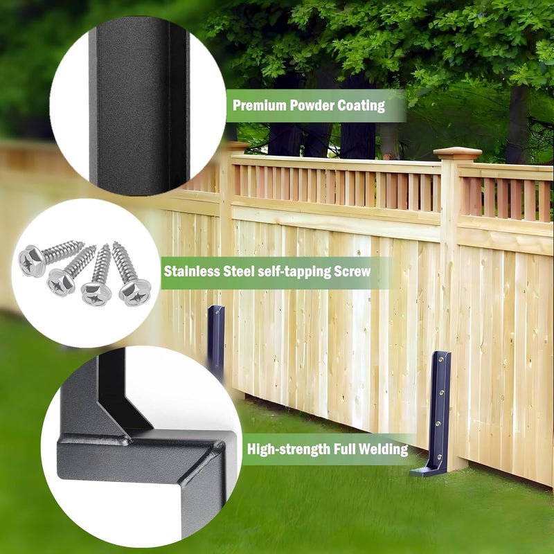 SINTOP Fence Post Repair Stakes Kit – 1/8" Thickened Carbon Steel One-Piece Structure, Heavy Duty Ground Anchor Stake for Repairing or Reinforcing Broken/Leaning Privacy Fence & Mailbox Post, Black, 1-Pack - Image 4